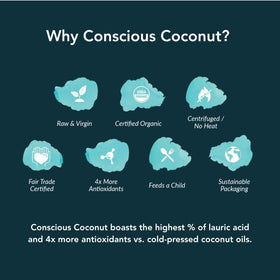 Conscious Coconut fair trade farming scene emphasizing ethical sourcing.