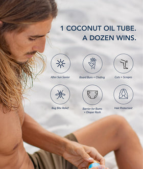 Conscious Coconut raw oil applied on skin for hydration.