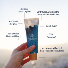 Conscious Coconut travel tube pour for quick application.
