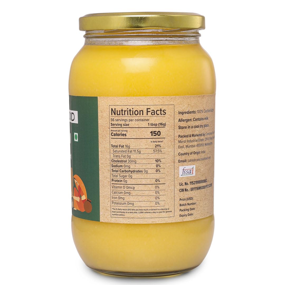 Conscious Food A2 ghee with nutty flavor enhances baked goods.