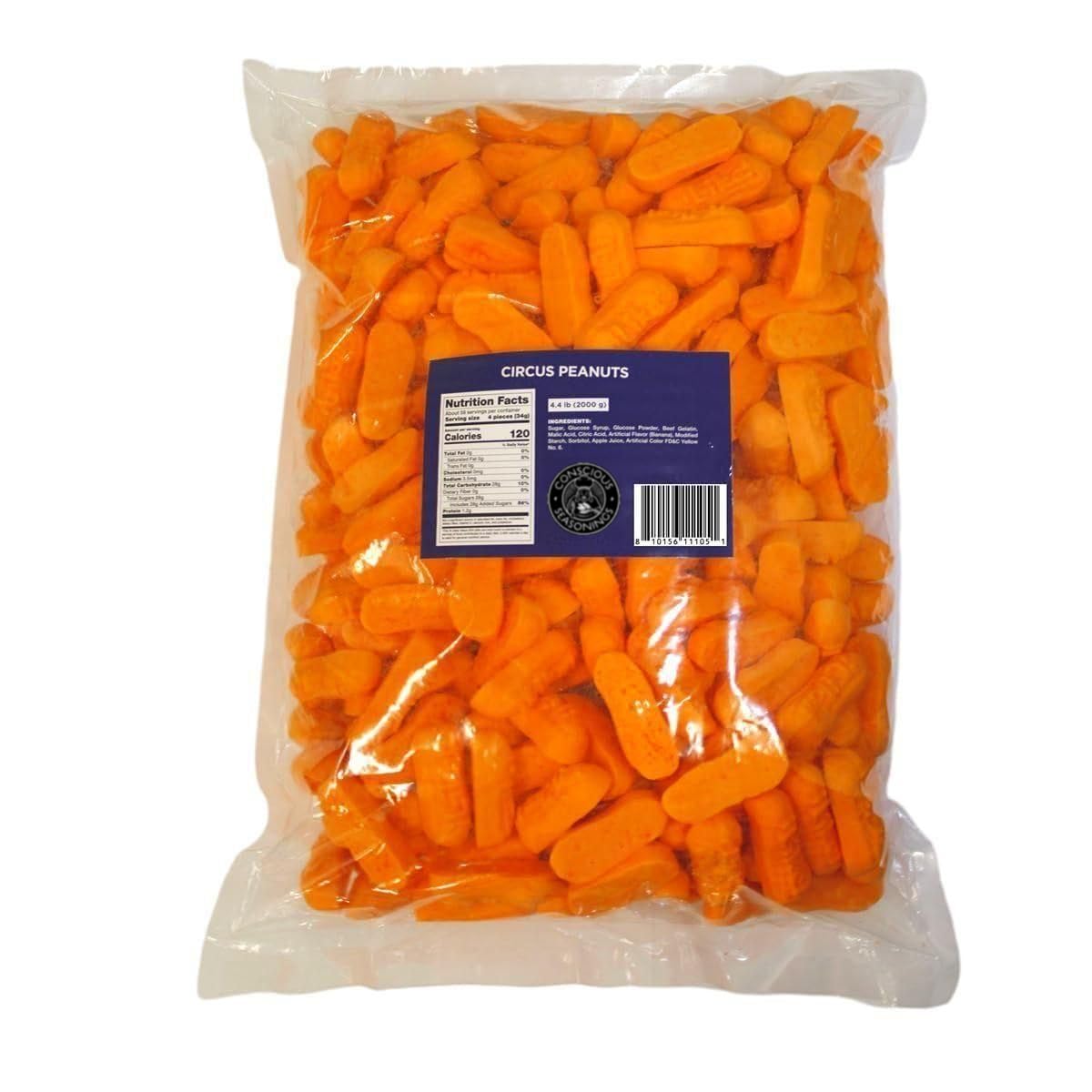 CONSCIOUS SEASONINGS circus peanuts peanut-shaped texture offers a unique firm chew for desserts.