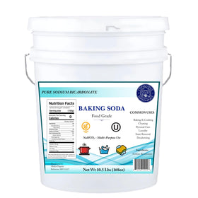 Conscious Seasonings Pure Baking Soda bucket ready for baking and cleaning tasks.