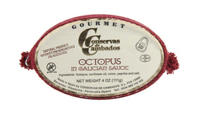 Conservas de Cambados octopus in Galician sauce tin, a pantry staple for quick gourmet meals.