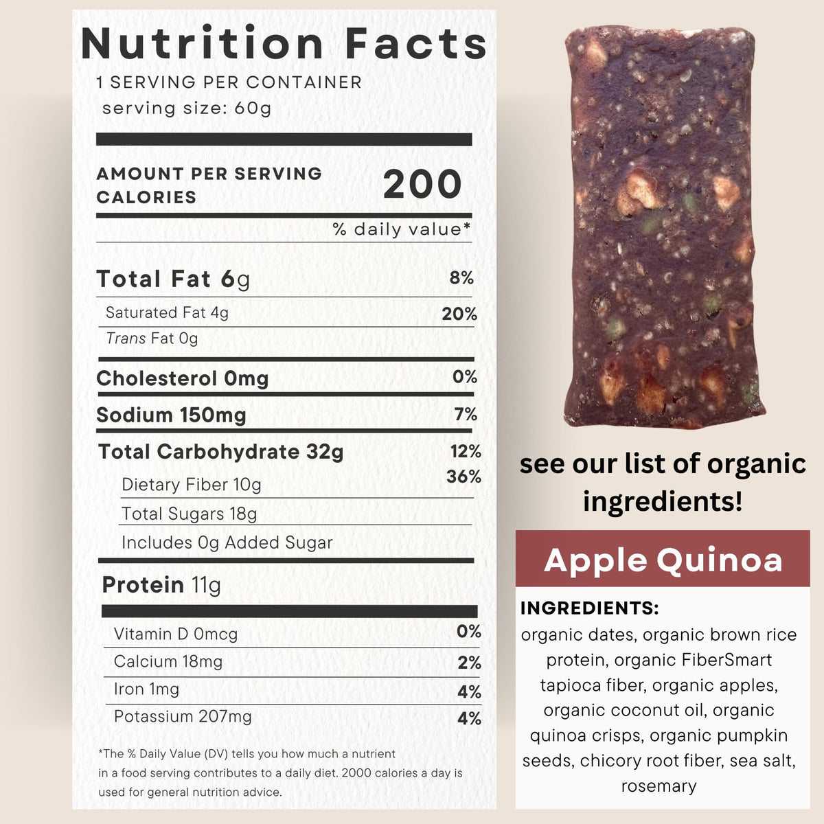 Consider This Low Histamine Bars sun-dried dates close-up, sulfite-free