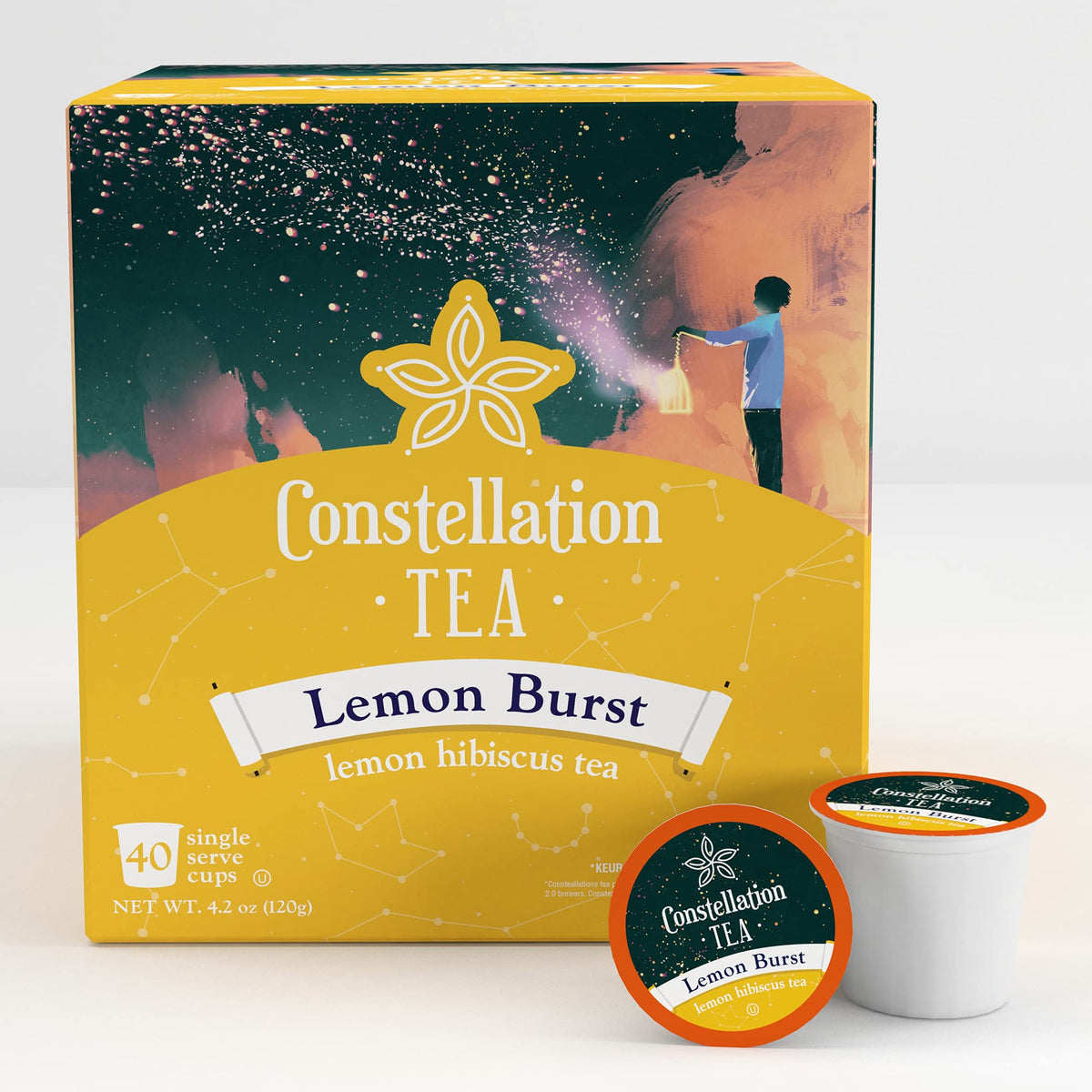 Constellation Tea Lemon Hibiscus pod closeup highlighting vibrant lemon and hibiscus flavors.