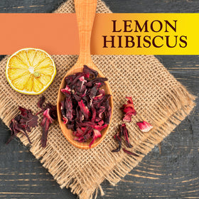 Constellation Tea Lemon Hibiscus pod being poured into a cup.