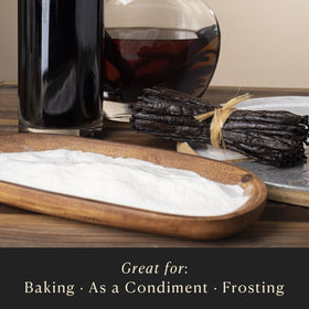 Vanilla powder shown in a baking bowl ready for mixing.