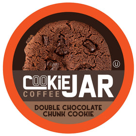 Cookie Jar Double Chocolate Chunk pods front label, rich aroma ready for any brew.