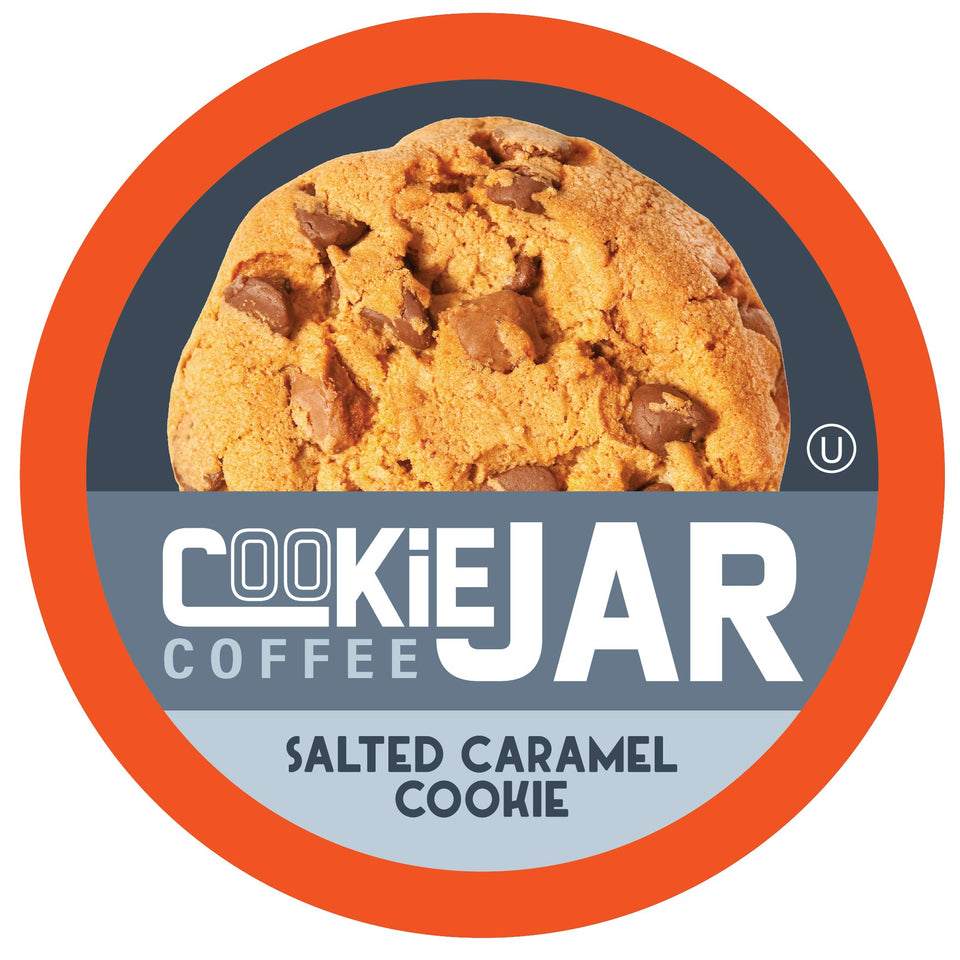 Cookie Jar salted caramel coffee pods pack; 40-count box for quick, flavorful mornings.