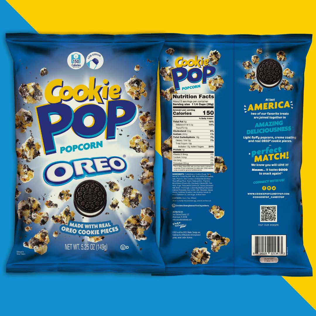 Gift-ready packaging of Cookie Pop Oreo popcorn.