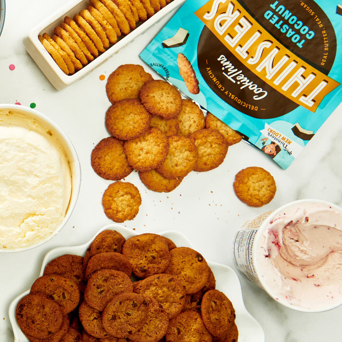 Crispy cookie thin dunked in milk for a quick treat