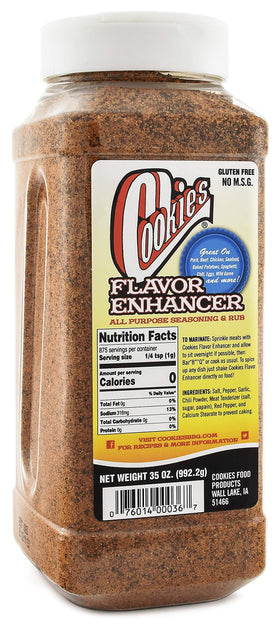 Cookies Flavor Enhancer bottle pouring for richer pork and beef flavor