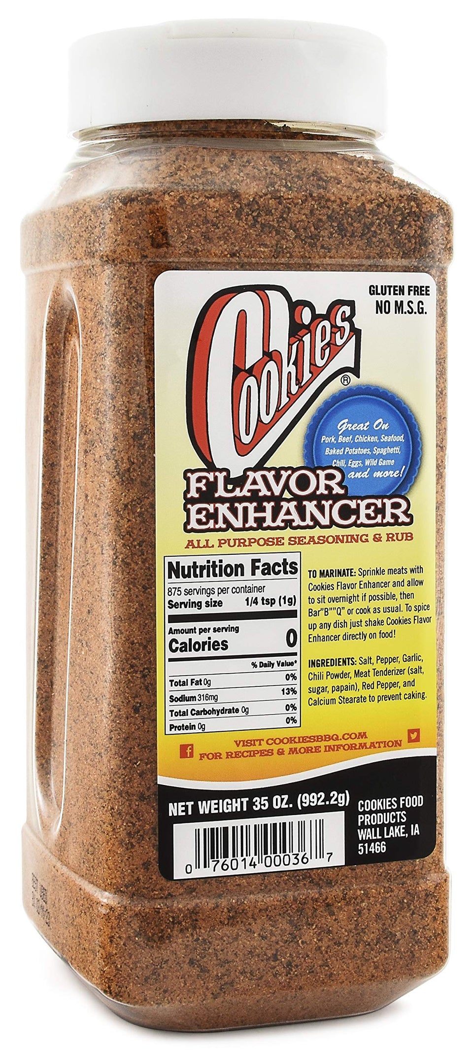 Cookies Flavor Enhancer bottle pouring for richer pork and beef flavor