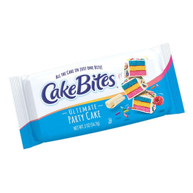 Close-up texture of Cookies United Cakebites highlights soft crumb and bite-sized appeal.