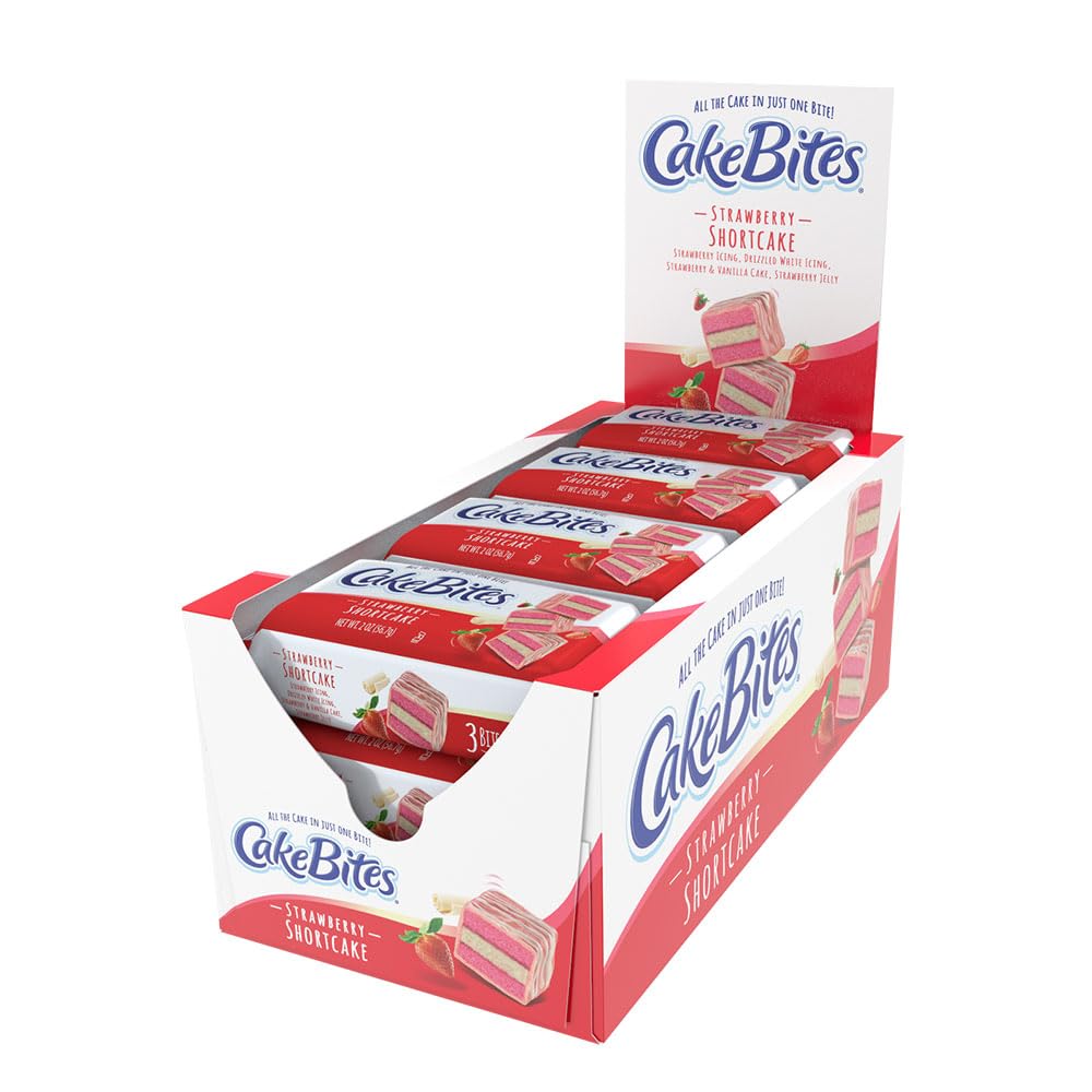 Cookies United Original Cakebites Strawberry Shortcake pack 12 for on-the-go snacking and sharing.