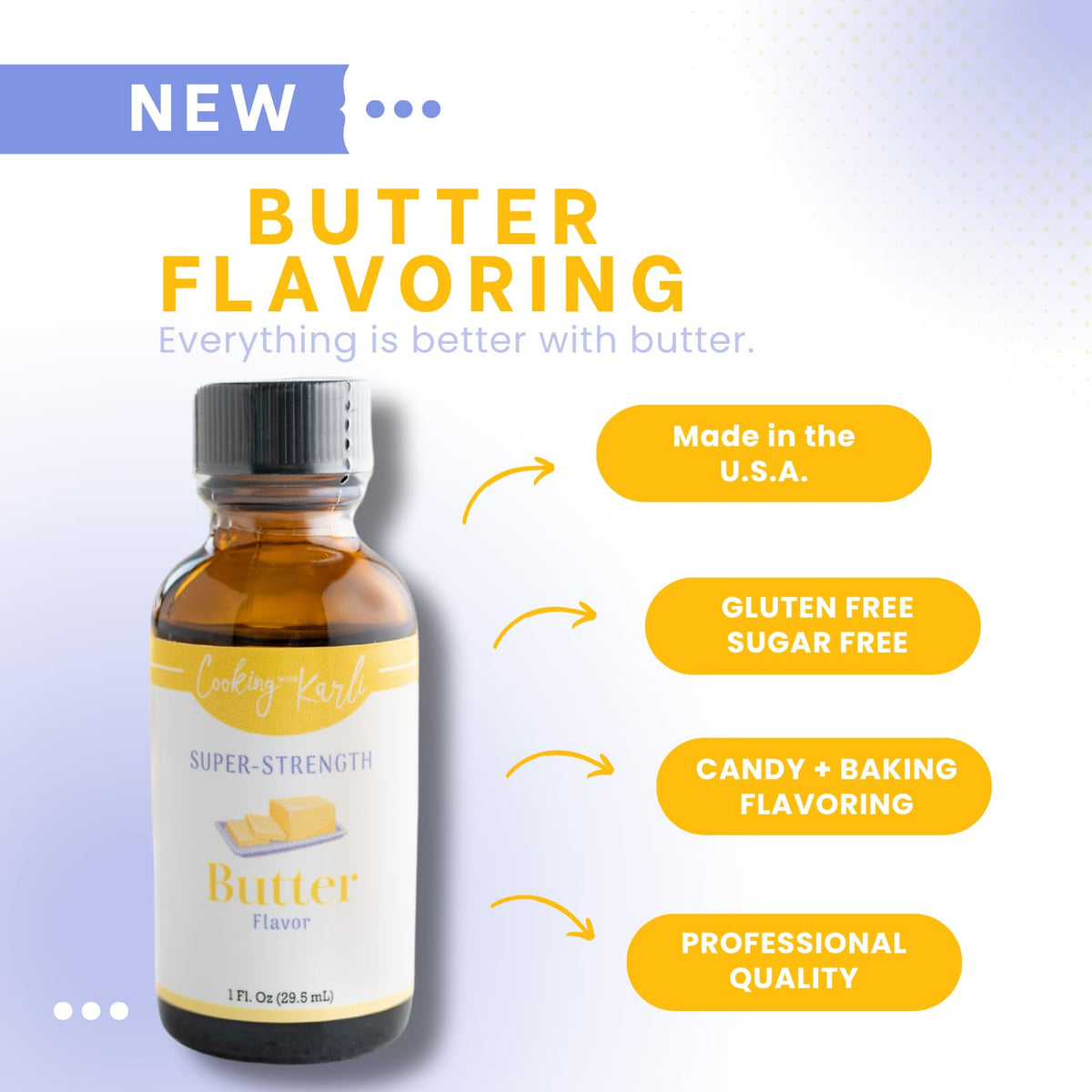 Cooking with Karli Butter Flavor cake-frosting for rich desserts