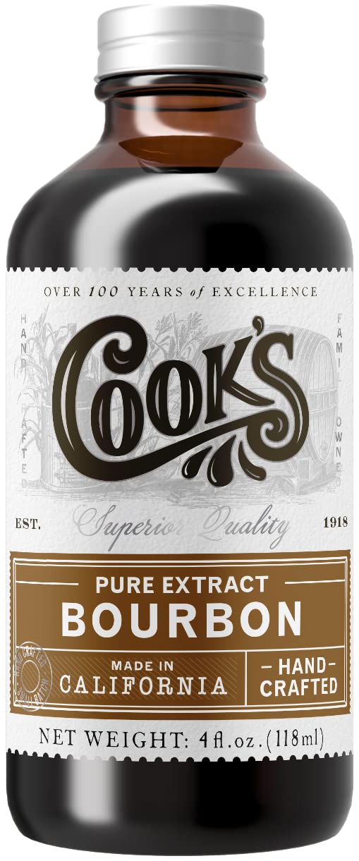 COOK'S Bourbon Extract bottle front view highlighting rich flavor potential for sauces.