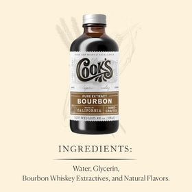 COOK'S Bourbon Extract cap closeup showing premium bottle design for flavoring.