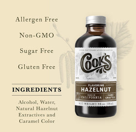 Cook's Hazelnut flavor in baking dough scene enhances batter with nutty notes.