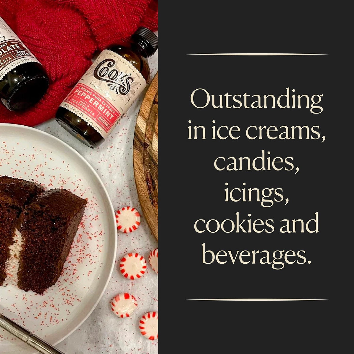 COOK'S Peppermint Extract being poured for drinks and desserts.