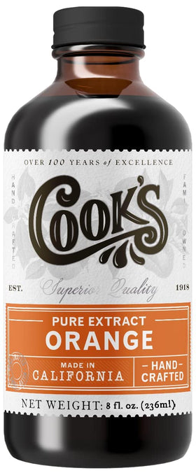 COOK'S Pure Orange Extract bottle front, ideal for citrus desserts and drinks.