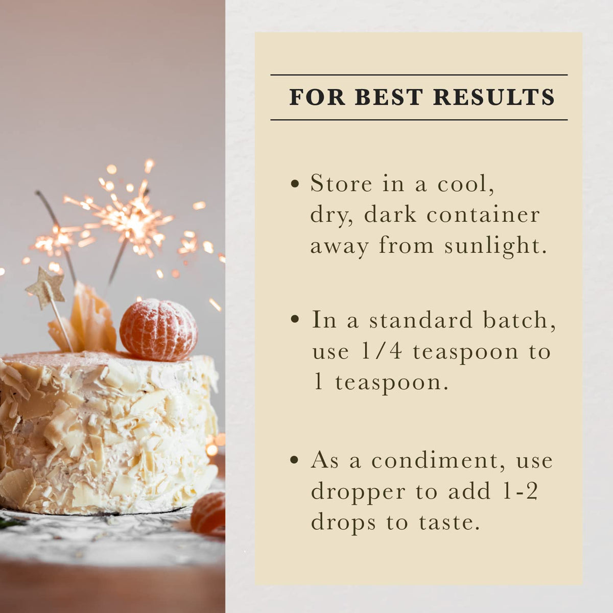 COOK'S orange extract applied to cake batter for a fragrant orange aroma.