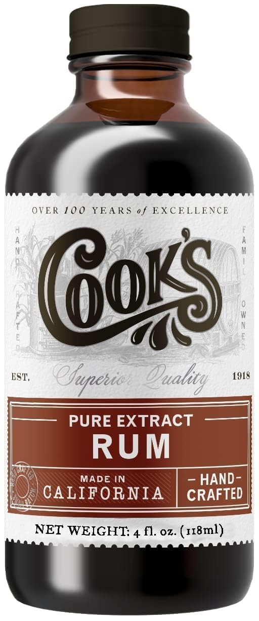 Cook's Pure Rum Extract bottle adds rich flavor to baking.