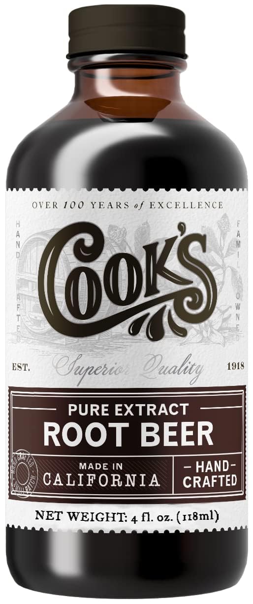 Cook's Root Beer Extract bottle ready for authentic home brewing.