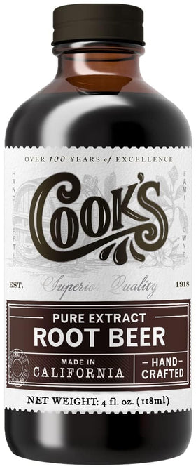 Cook's Root Beer Extract bottle ready for authentic home brewing.