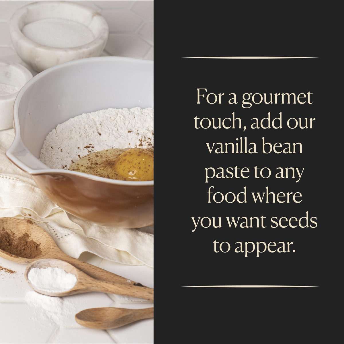Cook's Vanilla Bean Paste in a crème brûlée setup highlighting vanilla specks