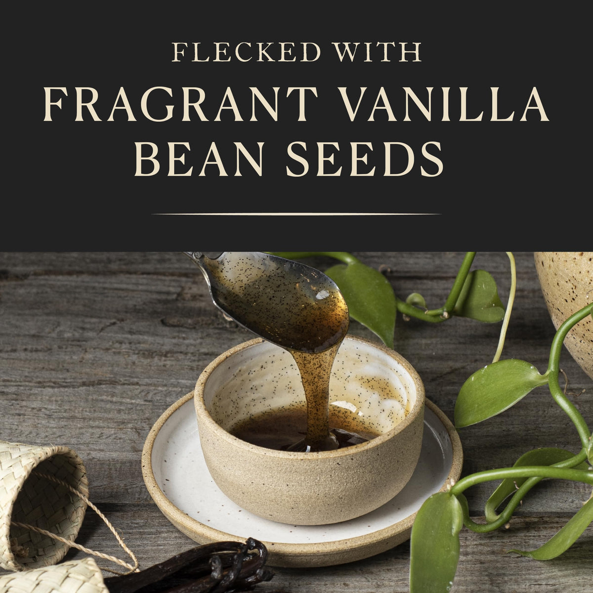Cook's Vanilla Bean Paste beside gelato to enhance flavor and appearance