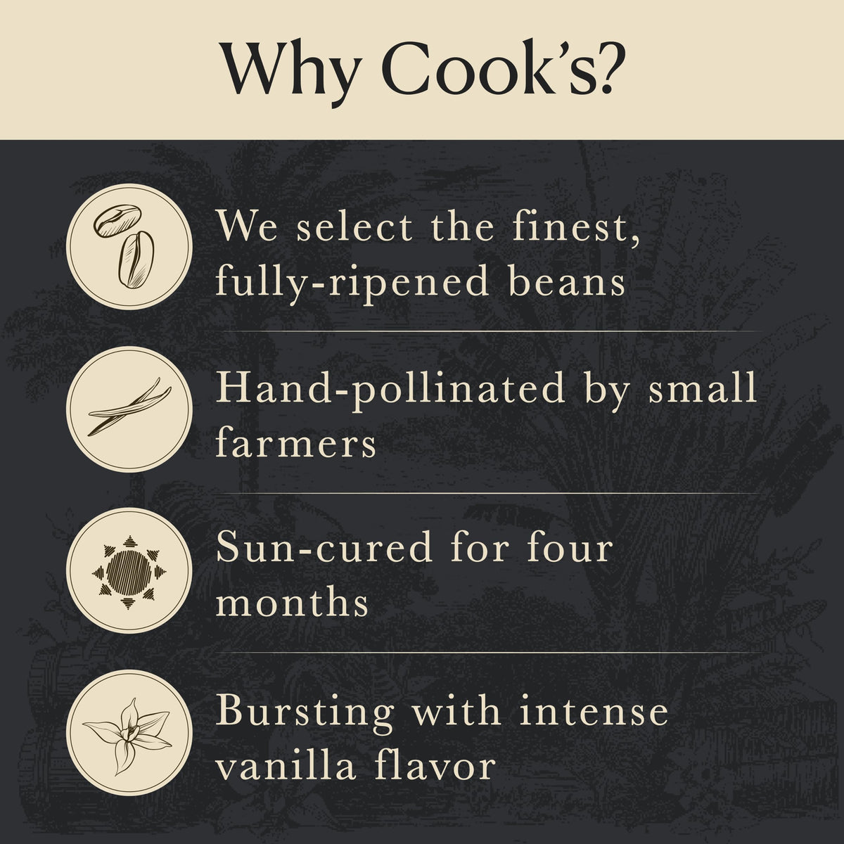 Cook's Vanilla Bean Paste packaging emphasizing allergen-free and kosher features