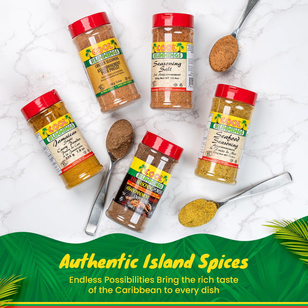 Cool Runnings curry-powder label-design emphasizes turmeric and cumin notes for color.