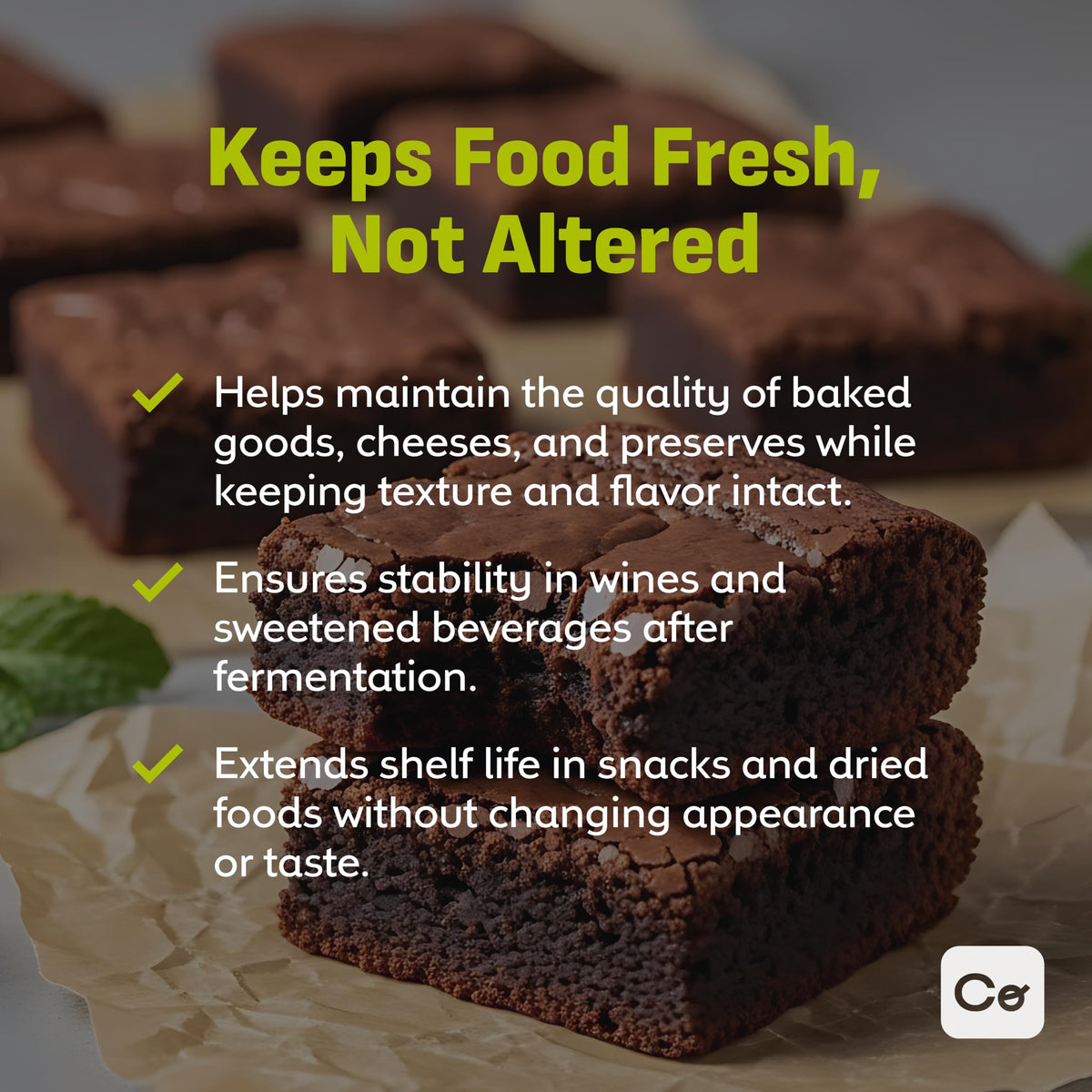 Coolinario baked goods stay soft and fresh with sorbate preservation.
