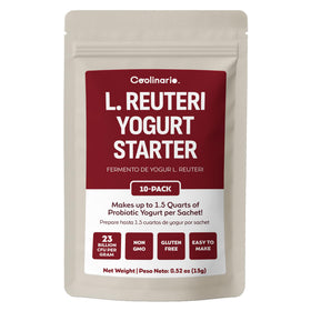 Coolinario L Reuteri yogurt starter packaging ready to use for creamy yogurt.