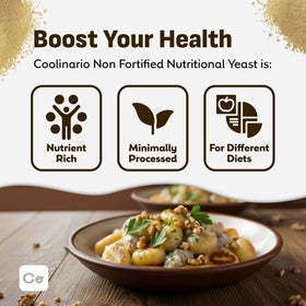 Coolinario Nutritional Yeast Flakes sprinkled into a creamy dressing.