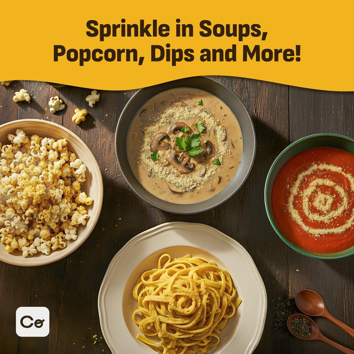 Coolinario Nutritional Yeast Flakes in pantry as easy kitchen staple.