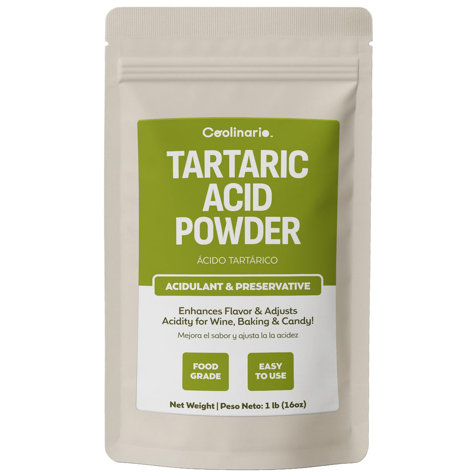 Coolinario Tartaric Acid Powder bottle pour for precise acidity adjustment.