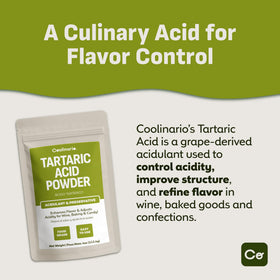 Coolinario Tartaric Acid Powder spoon dispense for easy batter mixing.