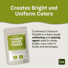 Coolinario Titanium Dioxide Powder dispense bottle enables clean, precise mixing.