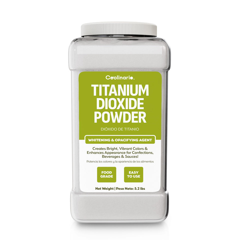Coolinario titanium dioxide powder packaging for bright, uniform coloring in recipes