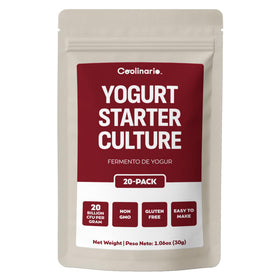 Coolinario yogurt starter 20-pack on display for easy homemade yogurt.