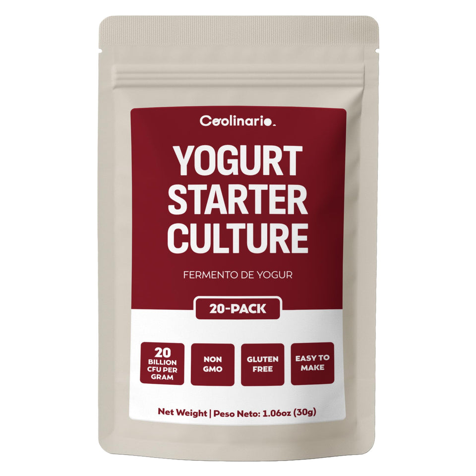 Coolinario yogurt starter 20-pack on display for easy homemade yogurt.