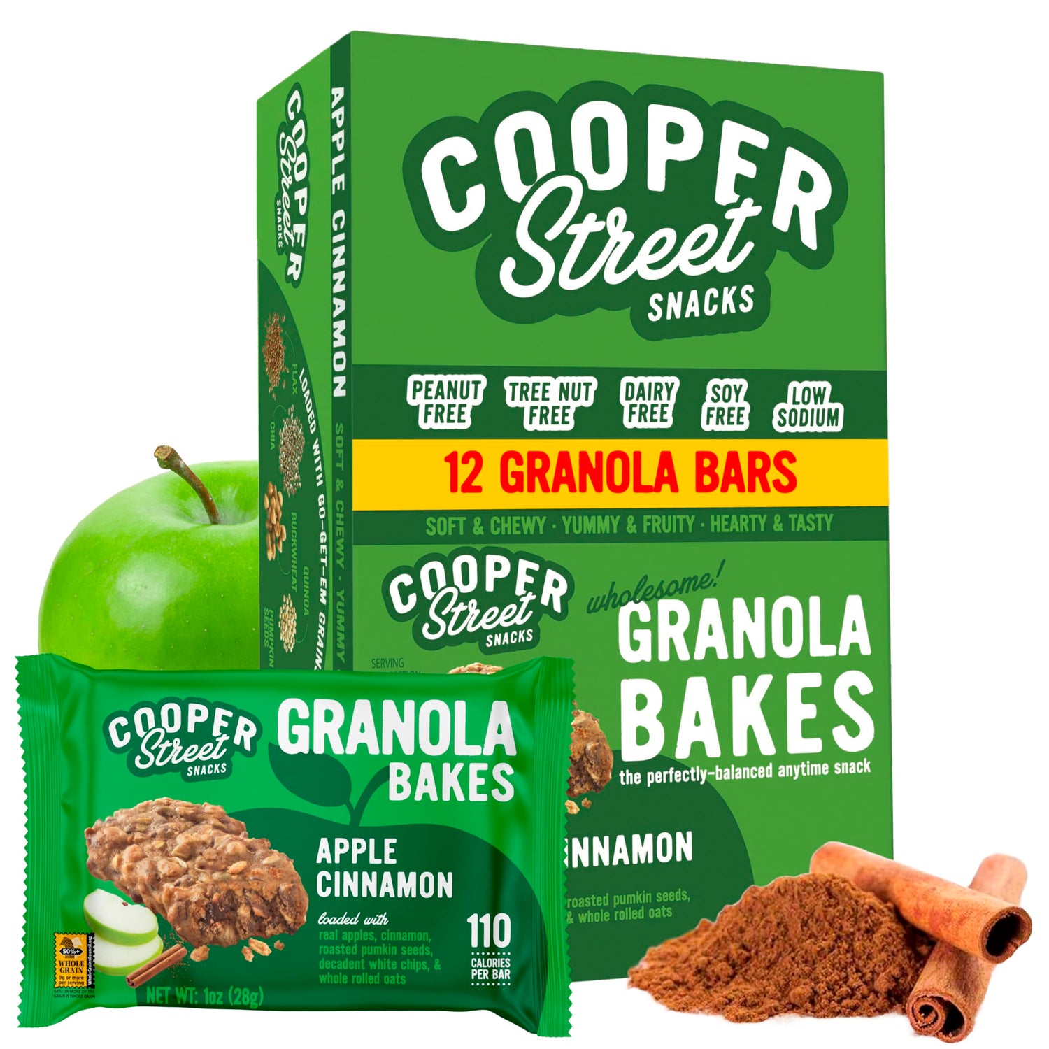 Cooper Street Granola Bakes Apple Cinnamon bar with soft texture, ideal for quick breakfast