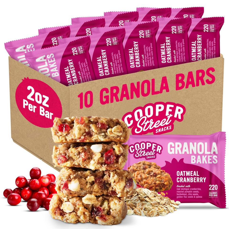 Cooper Street Big Bar with blueberry-pomegranate pack offers real fruit flavor for on-the-go mornings.
