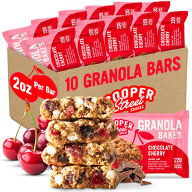 Cooper Street big bar chocolate cherry 2oz provides hearty breakfast fuel on the go.