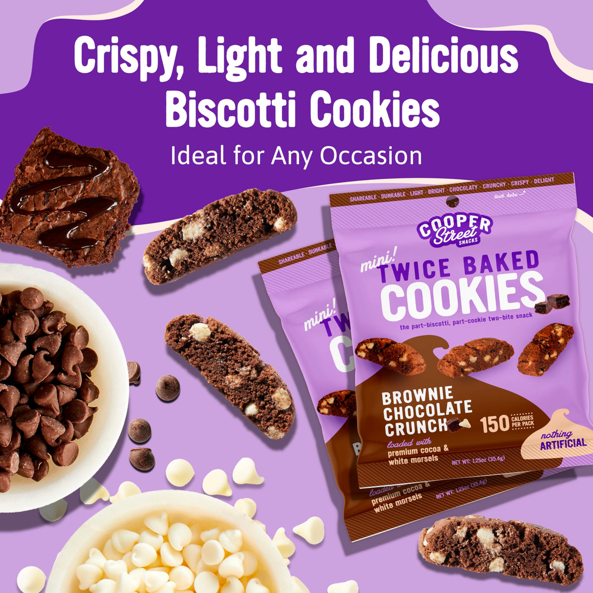 Cooper Street Brownie Chocolate Crunch with white chocolate swirls, a decadent crunch