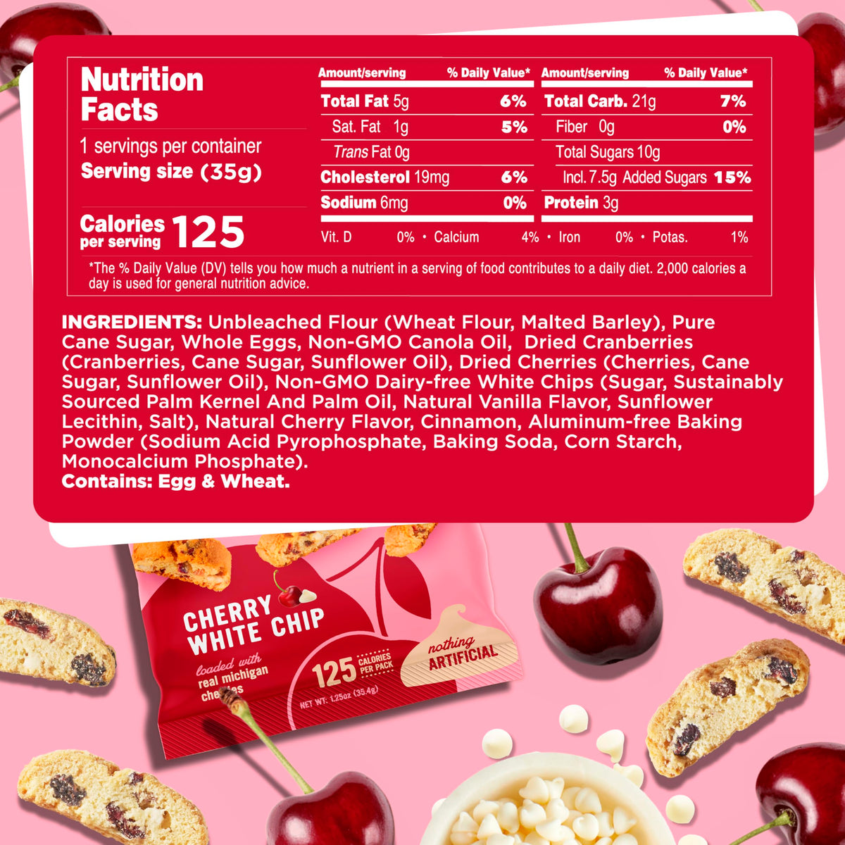 Crisp texture closeup of Cooper Street cherry-white chocolate biscotti