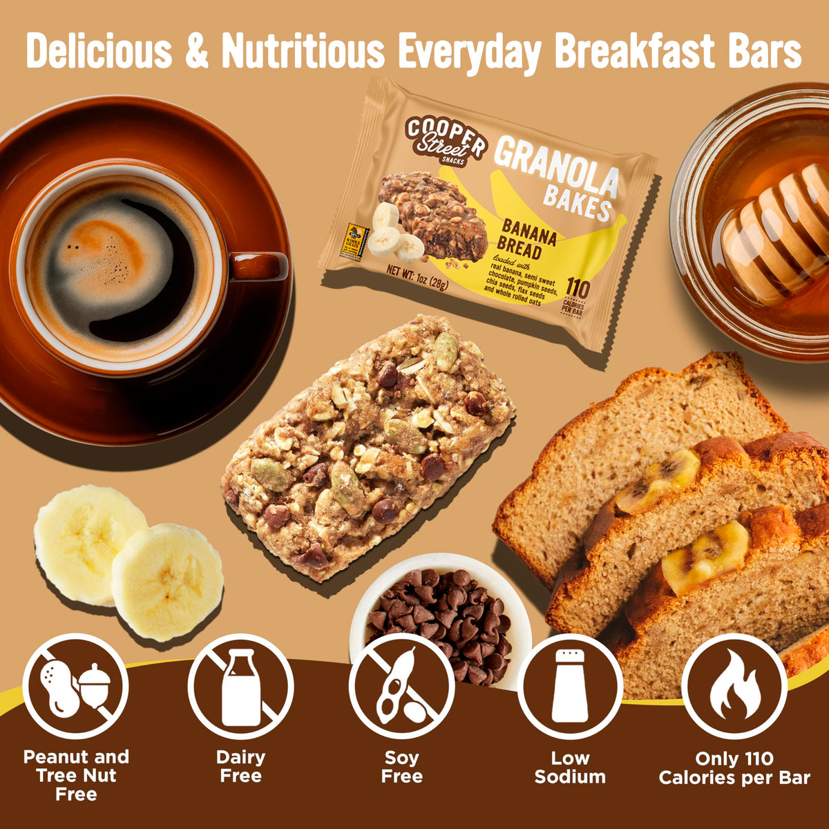Cooper Street Granola Bakes chocolate chips detail highlighting indulgent flavor