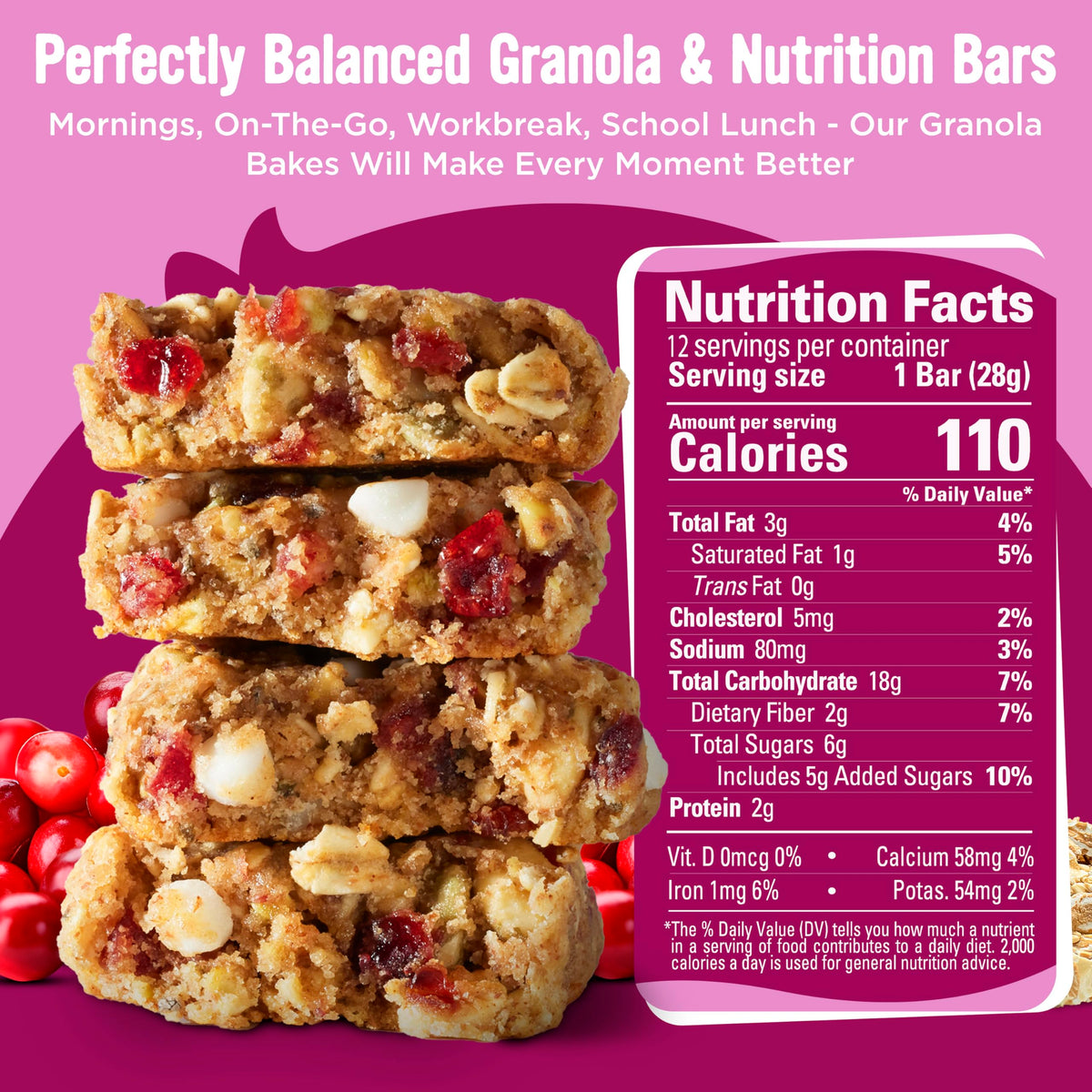 Cranberry oat flavor profile in Cooper Street Granola Bakes.